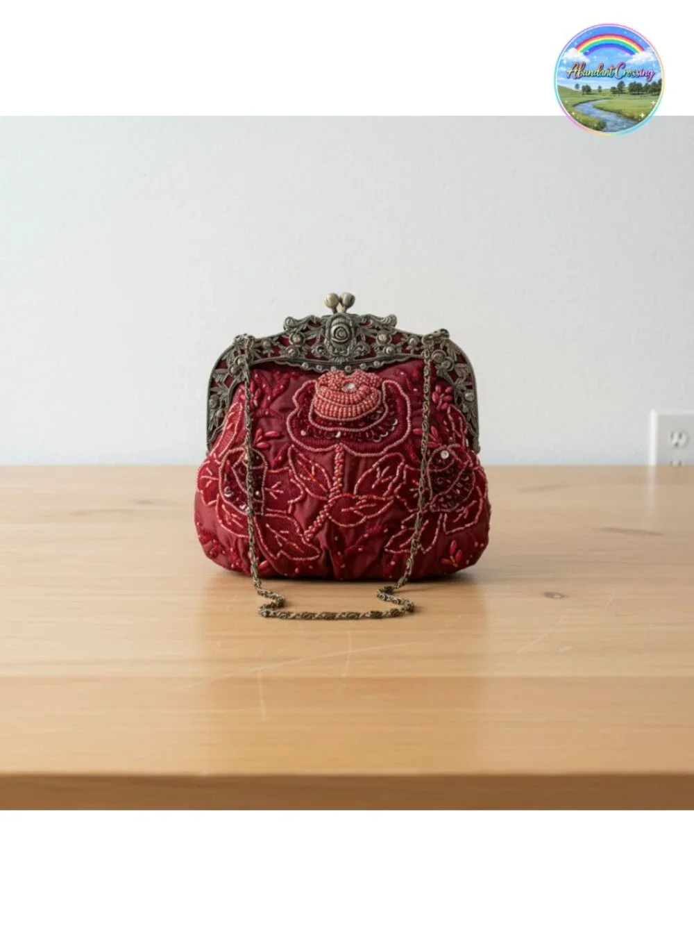 Beaded Sequin Flower Evening Bag Satin Clutch Party Prom